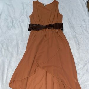 High low dress with belt